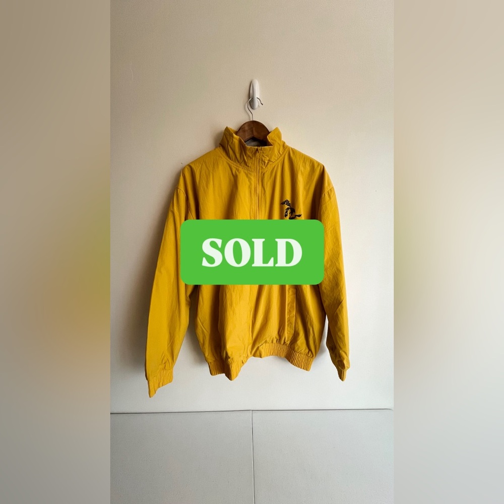 Yellow Windbreaker Jacket, Men's Medium, Vintage Style, Great Lakes Embroidery